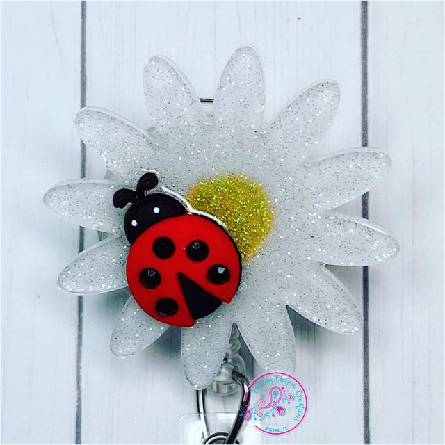 Real Ladybug Reel Ladybug Reel Pressed Flower Badge Resin Badge