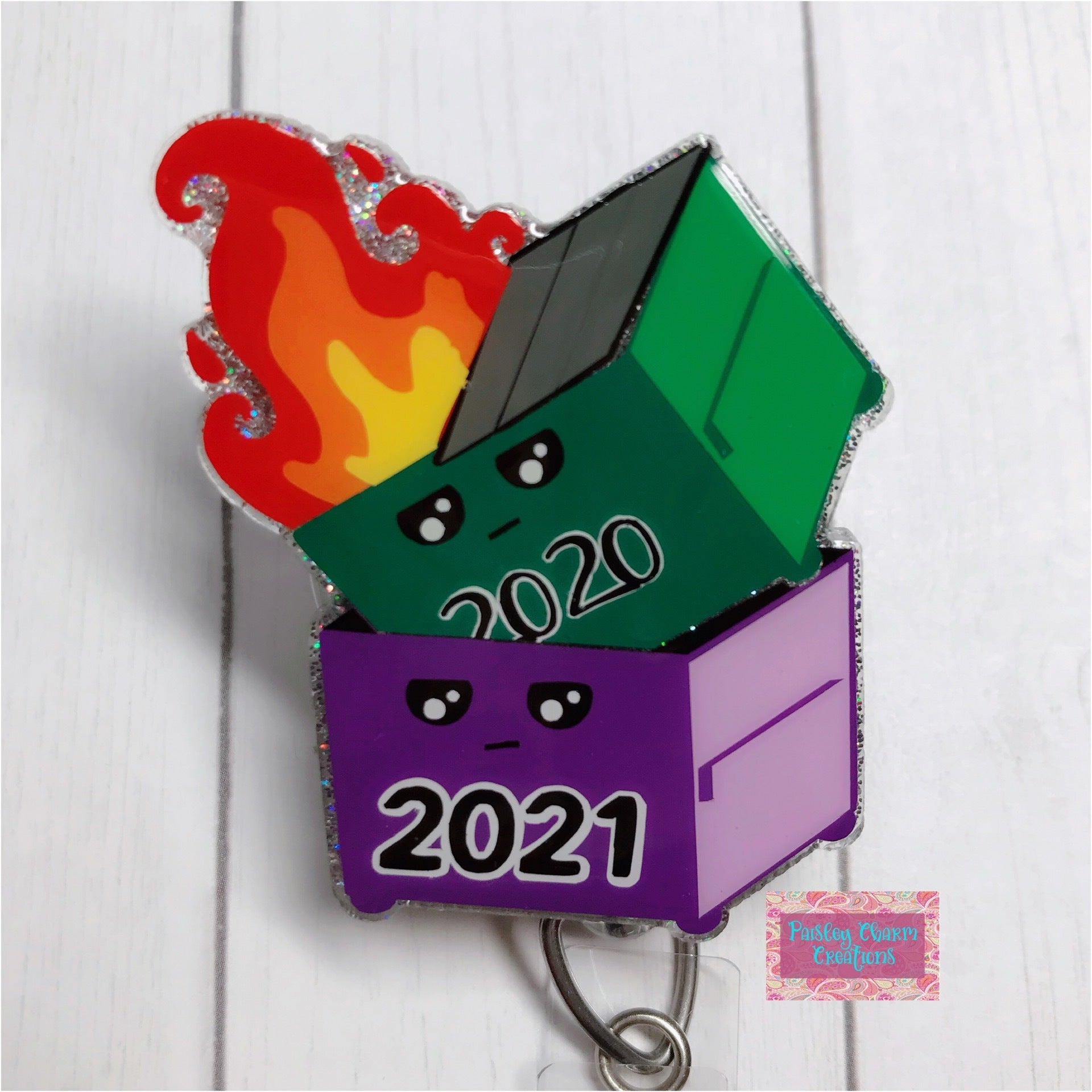  3 Pieces Funny Dumpster On Fire Badge Reel